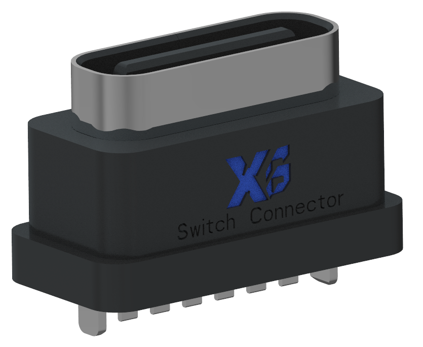 XB-ATCF-06-027 TYPE C 6P 立插防水母座H=6.8mm(带钢片)